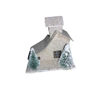 Little Cardboard Christmas House- Christmas Village Scene - Picture 1 of 7