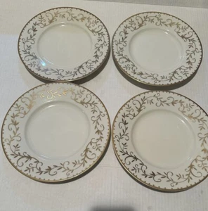 Crate & Barrel ELYSE BUFFET Gold & Bone 9” Salad Plates Set Of 4 Holiday Plates - Picture 1 of 4