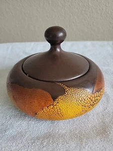 Brown Earth Royal Haeger 746 Dish With Lid Earth Wrap 6.5” Diameter READ - Picture 1 of 12
