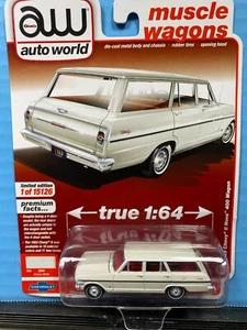 1/64 AUTO WORLD MUSCLE WAGONS 1963 CHEVROLET CHEVY II NOVA 400 WAGON WHITE - Picture 1 of 2