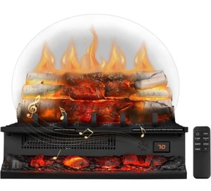1500W Electric Fireplace Insert Logs Heater Quartz Realistic Flame w/ Remote - Picture 1 of 7