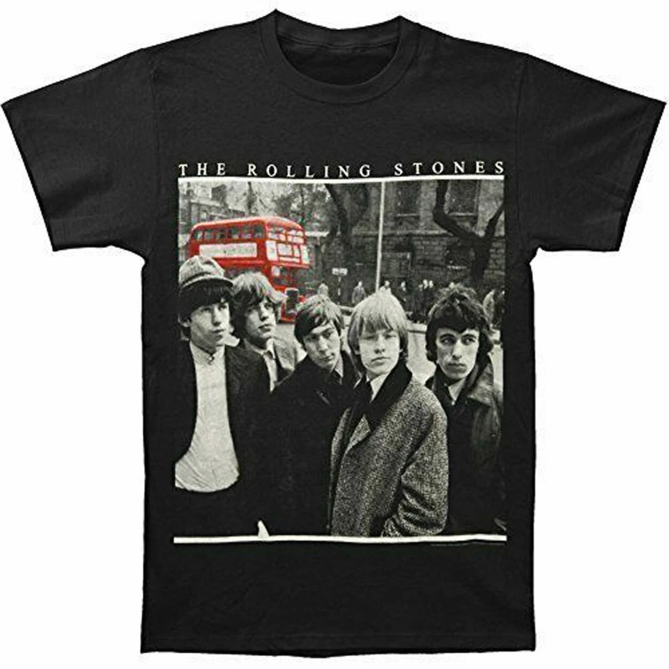 Official The Rolling Stones London Bus Photo Mens Rolling Stones Black T Shirt - Image 1 of 1