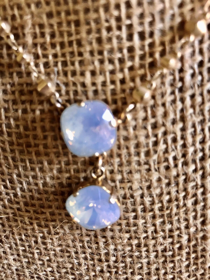 Collar colgante cojín ópalo blanco cristal Swarovski bola oro pincel cadena con Foto 1 de 1