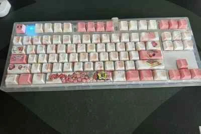 Pink Kirby Theme Keycaps OEM Cherry Height PBT For Mechanica keyboard 108 PCS - Image 1 of 4