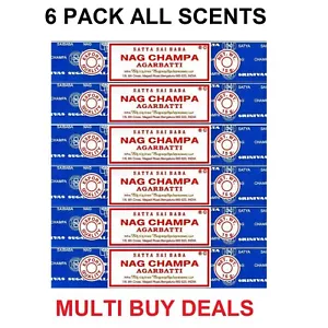 6 Packs Satya Original Nag Champa Incense Sticks Joss Insense Genuine All Scents - Picture 1 of 43