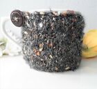 Hand knitted Mug Hug Cup Cosy Jacket Cover Sleeve ~ Grey Mohair ~ coffee/tea NEW