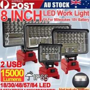 For Milwaukee Battery 18V LED Work Light Workshop Flashlights Camping Torch 2USB - Picture 1 of 27