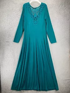 Formelles Stretch Maxikleid mittelgrün tiefer Rücken Langarm Spitze von Together - Bild 1 von 13