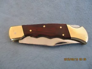 Taschenmesser mit Schließmechanismus Griffschalen sind aus Messing Holz - Bild 1 von 7