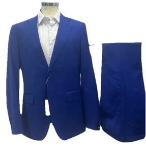 Traje Hombre Azul Real Fresco Lana Tasmania Ligero Slim 44 52 54 56 58 60 Verano - Imagen 1 de 12
