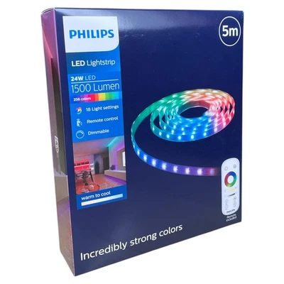 Philips LED Streifen 5m RGBIC+ 24W 1500 Lumen 18 Settings 256 Farben NEU ✅ - Bild 1 von 4