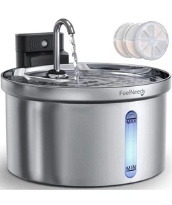 Wireless Cat Water Fountain [Water & Battery Separation] FEELNEEDY Stainless Ste - Picture 1 of 8