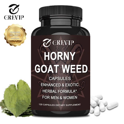 GREVIP Cápsulas de hierba Horny Goat - con maca, refuerzo de testosterona, soporte energético de resistencia