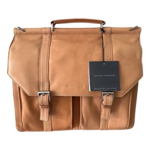 Kenneth Cole New York Tan Leather Lap Top Messenger Top Handle Brief Case Strap - Photo 1/13