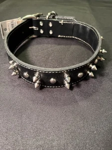 $50 NUEVO 24” COLLAR DE PERRO CON CLAVOS DE CUERO PARA TU MASCOTA CANINA CON ETIQUETAS EE. UU. - Imagen 1 de 24