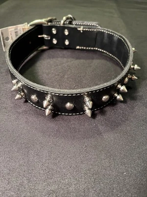 $50 NUEVO 24” COLLAR DE PERRO CON CLAVOS DE CUERO PARA TU MASCOTA CANINA CON ETIQUETAS EE. UU. Foto 1 de 4