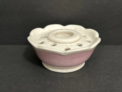 Vela vintage 1958 rosa/blanco MCM cerámica Holt Howard flower rana ~ soporte Foto 1 de 4