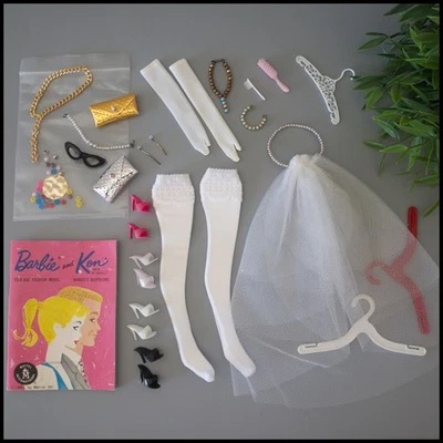 🥰LOTE Barbie Velo Joyería Manguera Guantes OT Tacones Zapatos Difíciles de Encontrar Accesorios De Colección 1960🎁 Foto 1 de 4