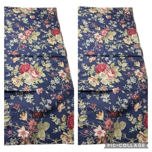 2 Chaps Volants Cape Cod Cottage Blau Rose Blumen Fenster Stab Tasche 80”x19” Neu - Bild 1 von 8