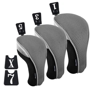 Golf 460cc Driver Fairway Wood Club Head Covers 3pcs/Set Black/Grey - Bild 1 von 8