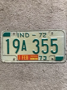 1972-73 Indiana License Plate - 19A 355 - Nice! - Picture 1 of 2