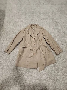 Joujou Womens 2XL Tan 100% Polyester Button Jacket With Tie And Pockets - Picture 1 of 10