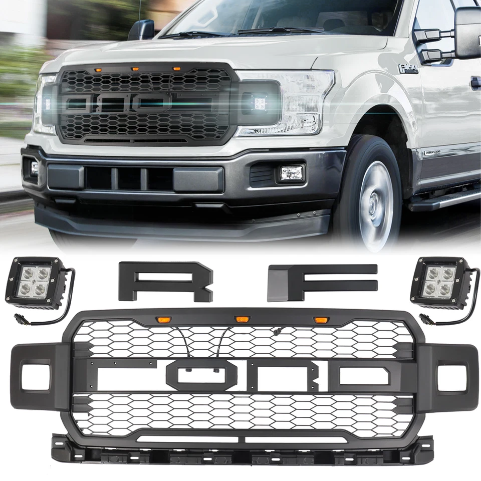 For 2018-2020 Ford F-150 F150 Raptor Style Grill W/ Side LED Lights & Letters Foto 1 de 4