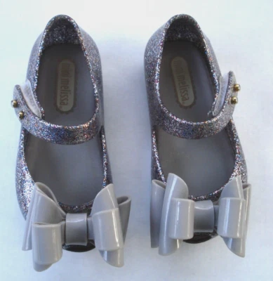 Mini Melissa Sparkle Ballet Mary Jane Peep Toe Niño Zapatos Arco Talla 2 Foto 1 de 4