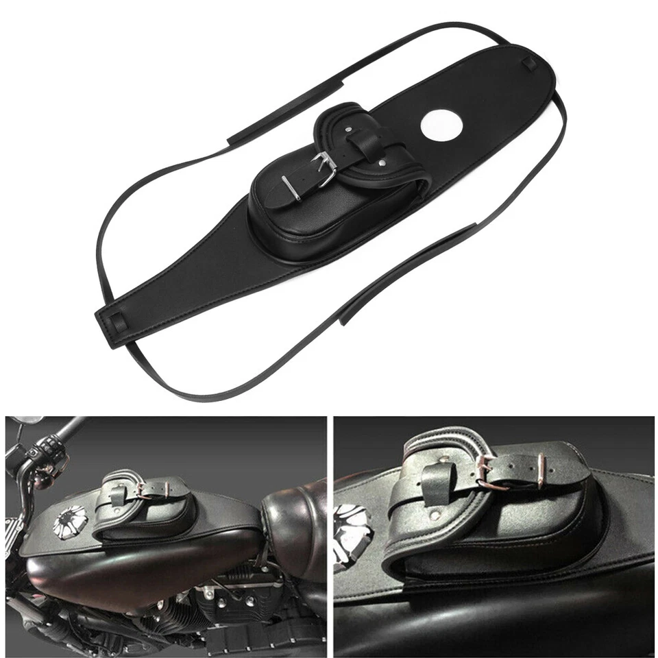 PU Leather Fuel Tank Chap Cover Panel Bag Fit For Harley Sportster XL 883 1200 Foto 1 de 4