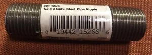 LDR 301 12X3 1/2" X 3" Galvanized Pipe Nipple - Picture 1 of 4