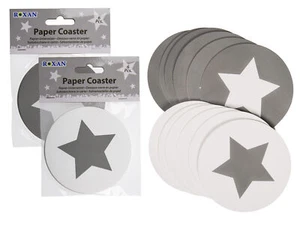 Juego de posavasos de papel posavasos de vidrio redondos aprox. 9,5 cm Ø 6 estrella gris / blanco - Imagen 1 de 3
