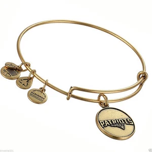 ALEX & ANI BRASS RUSSIAN GOLD NFL New England PATRIOTS ADJUSTABLE BRACELET  - Picture 1 of 1