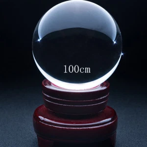 Bola de cristal transparente de 4" (100 mm)/malabares de contacto con soporte de madera gratuito Feng Shui - Imagen 1 de 5