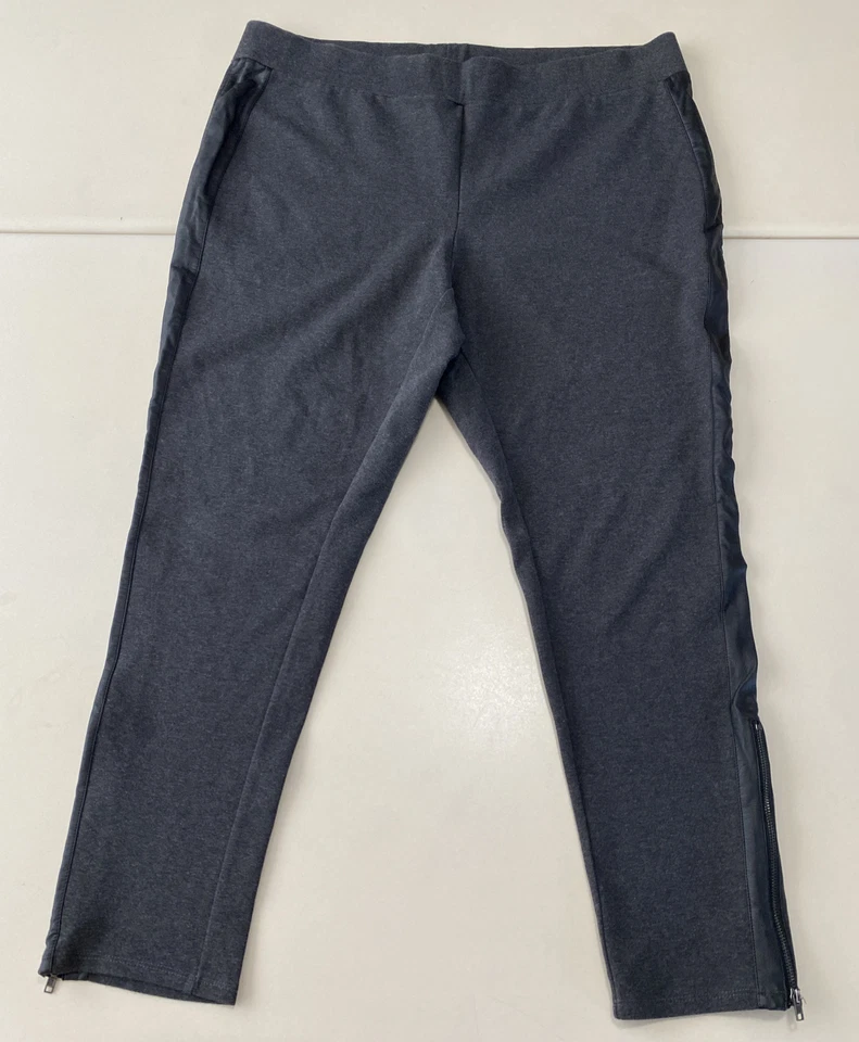 Leggings Lane Bryant para mujer grises negros plisados a rayas cremallera lateral tobillo Plus 20 Foto 1 de 4