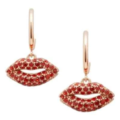 Pendientes Huggie KATE SPADE Kiss Kiss Pavé Labios en Oro Rosa. Venta al por menor $89 Foto 1 de 4