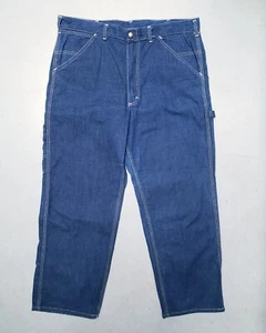 60s 70s LEE JEANS Pants Blue Denim Carpenter Jeans Workwear Indigo 38 x 29 NICE - Picture 1 of 8