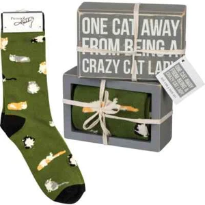 Juego de letreros y calcetines One Cat Away unisex talla M/L primitivos de Kathy Fashion - Imagen 1 de 2