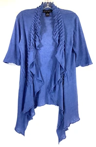 Shin Choi Gr. M Damen 100% Italienisches Leinen Kurzarm Schalkragen Strickjacke - Bild 1 von 9