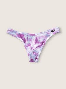 Vs Victorias Secret Pink Cotton Thong Panty Underwear Purple Daisy Tie Dye S