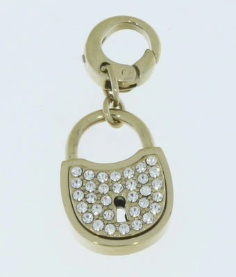 Charm Charms Anhänger von Fossil Schloß mit Strass Farbe gold Edelstahl - Bild 1 von 2