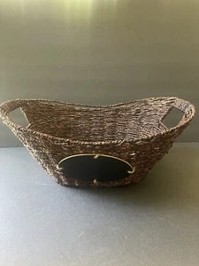 Handwoven Storage Basket Oval W/chalk Message Board Farmhouse Cottage Coastal - Picture 1 of 9