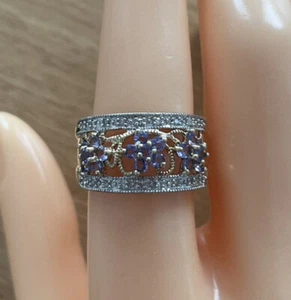 9ct Yellow Gold Tanzanite & Diamond Cluster Ring, UK P 1/2, EU size 56 1/2 - Picture 1 of 5