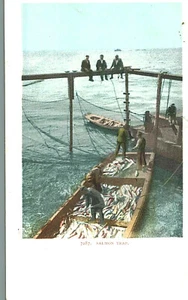 VIntage Postcard-7287, Fishermen with Salmon Trap - Picture 1 of 2