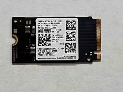 SAMSUNG 256GB SSD PM991a M.2 2242 NVME PCIe GEN3X4 MZALQ256HBJD MZ-ALQ256B - Image 1 of 2