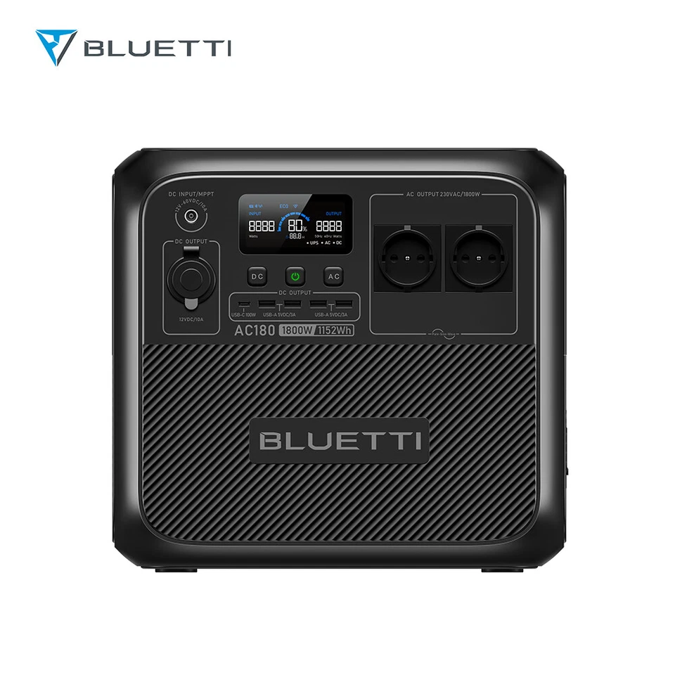 BLUETTI AC180 Stazione Elettrica Portatile 1800W Generatore Solare 1152Wh per Campeggio Camper