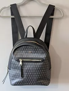 DKNY Chelsea Logo Women's Backpack Faux Leather Black Polyvinyl Y2K Gothic NWOT - Picture 1 of 14