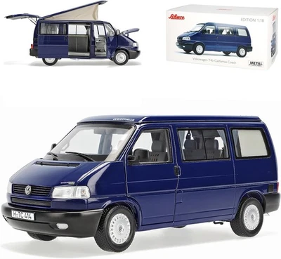 Autobús cámper VW T4b Westphalia California, Schuco, 1/18, azul, sellado, muy raro. Foto 1 de 4