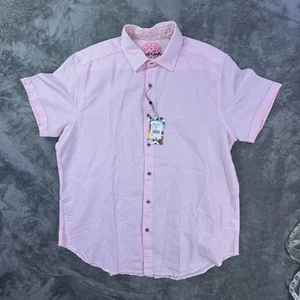 Camicia Robert Graham uomo XL Borsi vestibilità classica manica corta lino casual - Foto 1 di 10