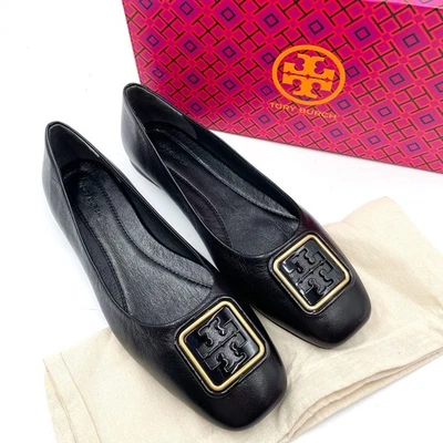 Tory Burch Georgia Ballet Pisos Cuero de Cabra Negro Puntera Cuadrada Para Mujer Talla 9.5 Foto 1 de 4