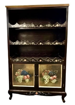 VTG Fleur De Lis French Country Wine Cabinet Sideboard Buffet Cabinet Dining - Image 1 of 4